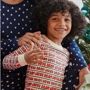 Red Train Pattern Pajama Set Hanna Andersson Holiday HannaJams Pajama Set